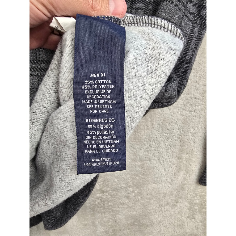 Nautica Quarter Zip Sweater Men XL Gray Plaid Long Sleeve Fleece Pullover - Picture 6 of 8